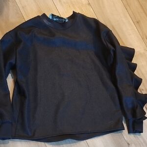 Navy Long Sleeve Top with Ruffle Detail